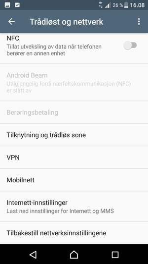 Velg Internett-innstillinger