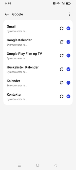 Dine oplysninger vil blive synkroniseret