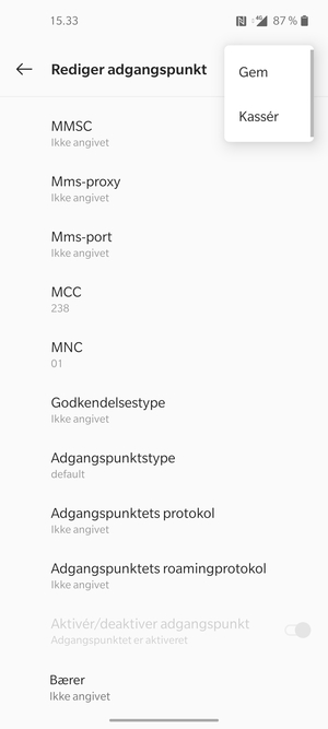 Vælg Gem