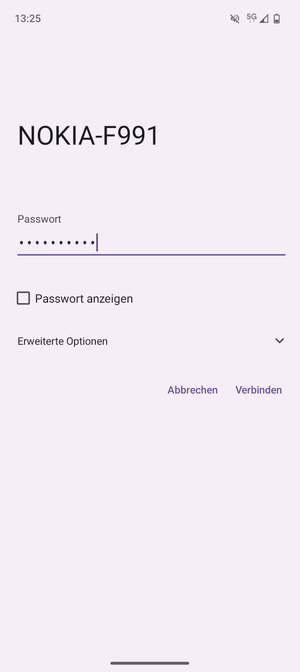 Geben Sie das WLAN-Passwort ein und wählen Sie Verbinden