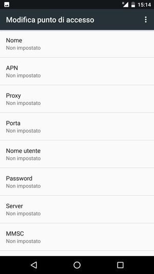 Inserisci le informazioni di Internet
