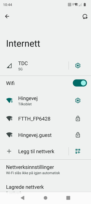 Du er nå koblet til Wi-Fi-nettverket