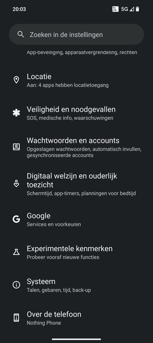 Scroll naar en selecteer Systeem