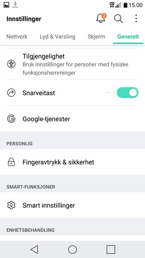 Bla til og velg Fingeravtrykk & sikkerhet
