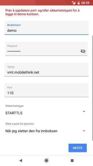 Velg Sikkerhetstype