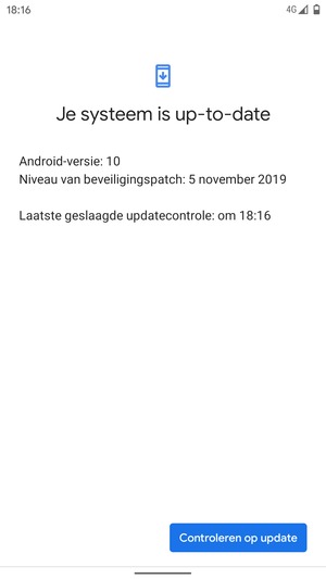 Als uw telefoon up-to-date is, zult u het volgende scherm zien