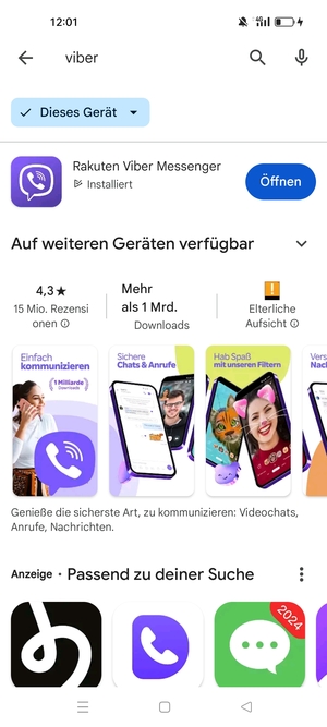 Wählen Sie die App