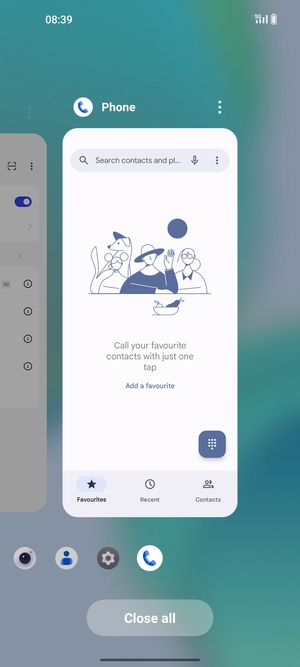Select Close all to close all running apps