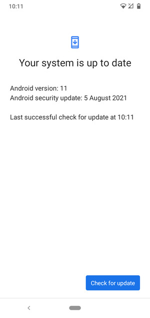 If your phone is up to date, you will see the following screen