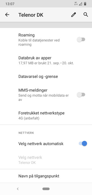 Slå av Velg nettverk automatisk