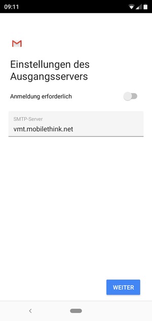Schalten Sie Anmeldung erforderlich aus und wählen Sie WEITER