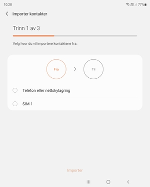 Velg SIM 1 eller SIM 2