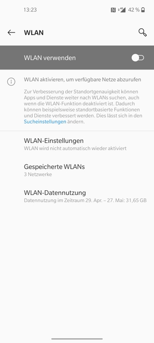 Schalten Sie WLAN verwenden ein