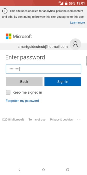 Enter your password and select Sign in
