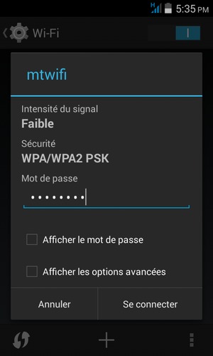 Saisissez le mot de passe du Wi-Fi et sélectionnez Se connecter