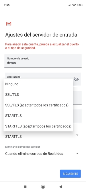 Seleccione Ninguno y luego seleccione SIGUIENTE