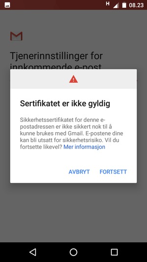 Velg FORTSETT