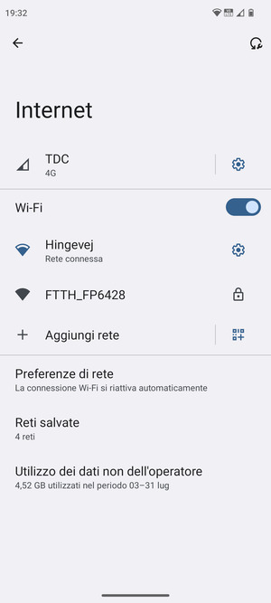 Ora sei connesso alla rete Wi-Fi