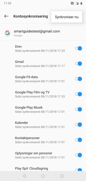 Vælg Synkroniser nu