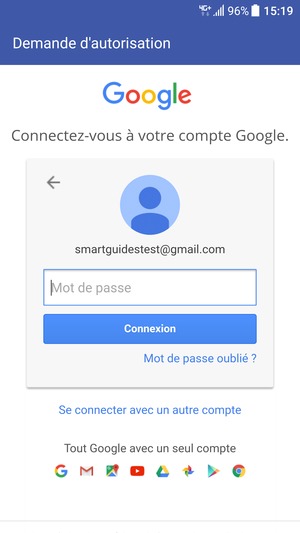 Saisissez votre mot de passe et sélectionnez Connexion