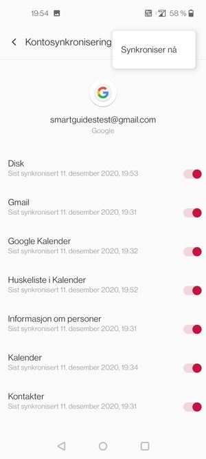 Velg Synkroniser nå