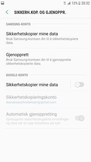 Slå på Sikkerhetskopier mine data