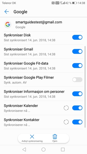 Din informasjon blir synkronisert