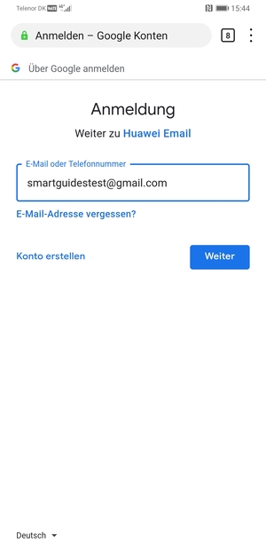 Geben Sie Ihre Gmail Adresse ein und wählen Sie Weiter