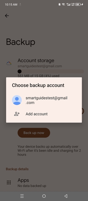 Select your backup account
