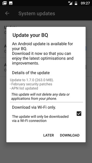 If your phone is not up to date, select DOWNLOAD