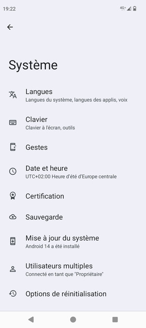 Sélectionnez Mise à jour du système
