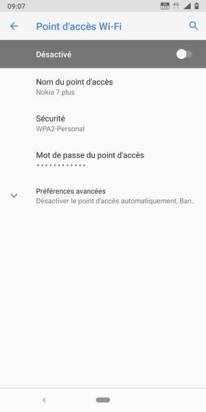 Sélectionnez Mot de passe du point d'accès