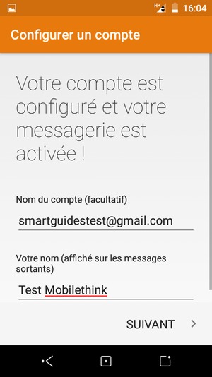 Donnez un nom à votre compte et saisissez votre nom. Sélectionnez SUIVANT