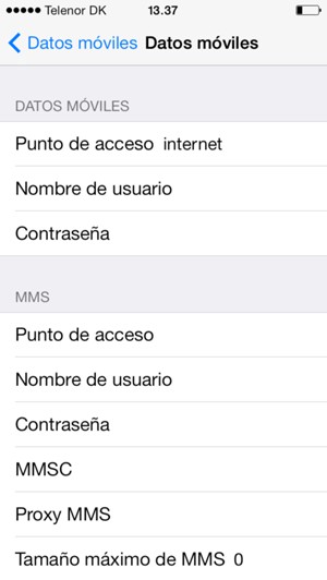 Introduzca la información de Internet