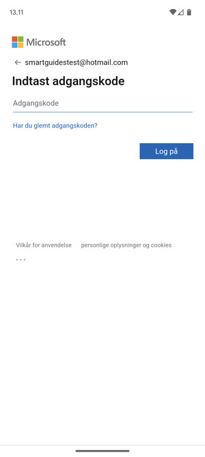 Indtast din adgangskode og vælg Log på