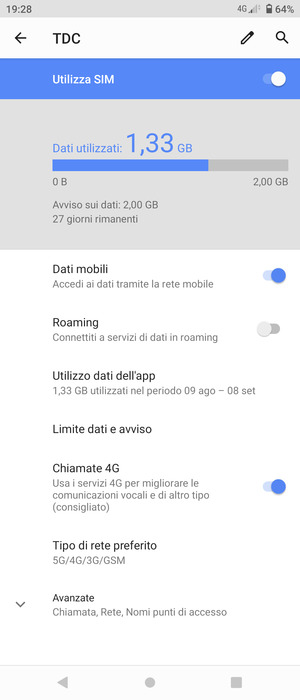 Per modificare la rete, in presenza di problemi, seleziona Avanzate