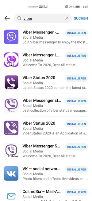 Wählen Sie die App