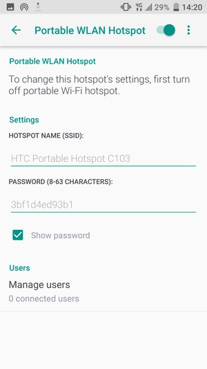 Your phone is now set up for use as a modem