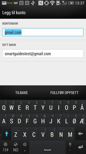 Gi kontoen din et navn, og skriv inn navnet ditt. Velg FULLFØR OPPSETT