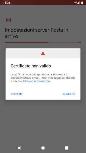 Seleziona INDIETRO