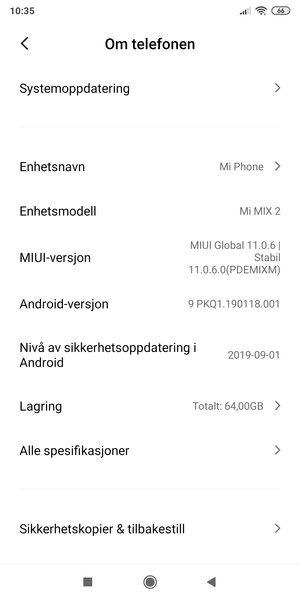 Velg Sikkerhetskopier & tilbakestill