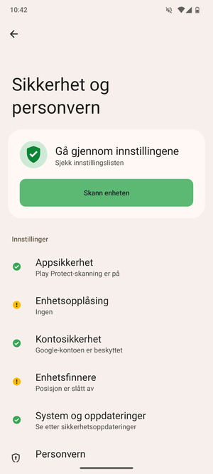 Velg Enhetsopplåsning