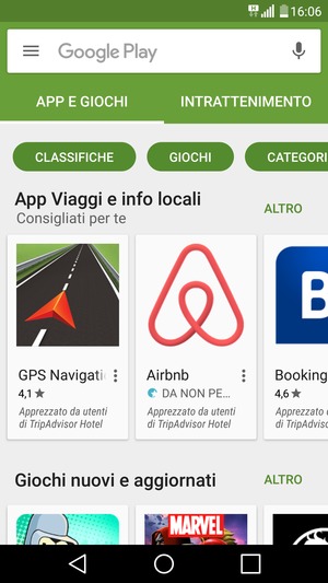 Seleziona la barra di ricerca