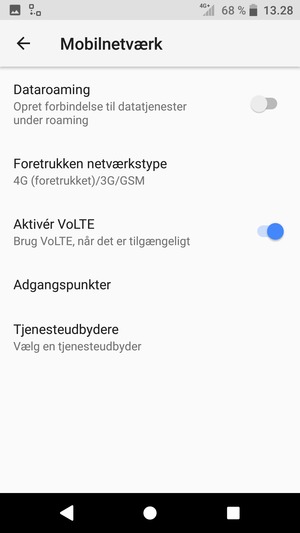 For at skifte netværk, hvis der opstår netværksproblemer, vælg Tjenesteudbydere