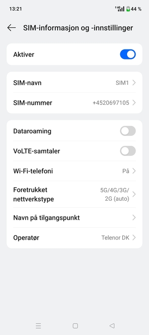 For å bytte nettverk hvis det oppstår nettverksproblemer, velg Operatør