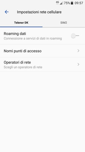 Per modificare la rete, in presenza di problemi, seleziona Operatori di rete
