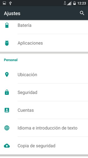 Desplácese y seleccione Cuentas