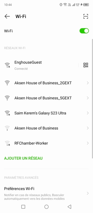 Vous êtes maintenant connecté au réseau Wi-Fi