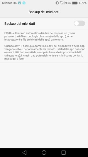 Attiva Backup dei miei dati