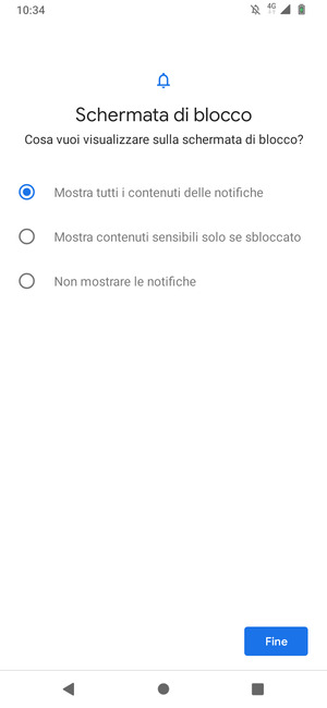 Seleziona la tua opzione preferita e poi Fine